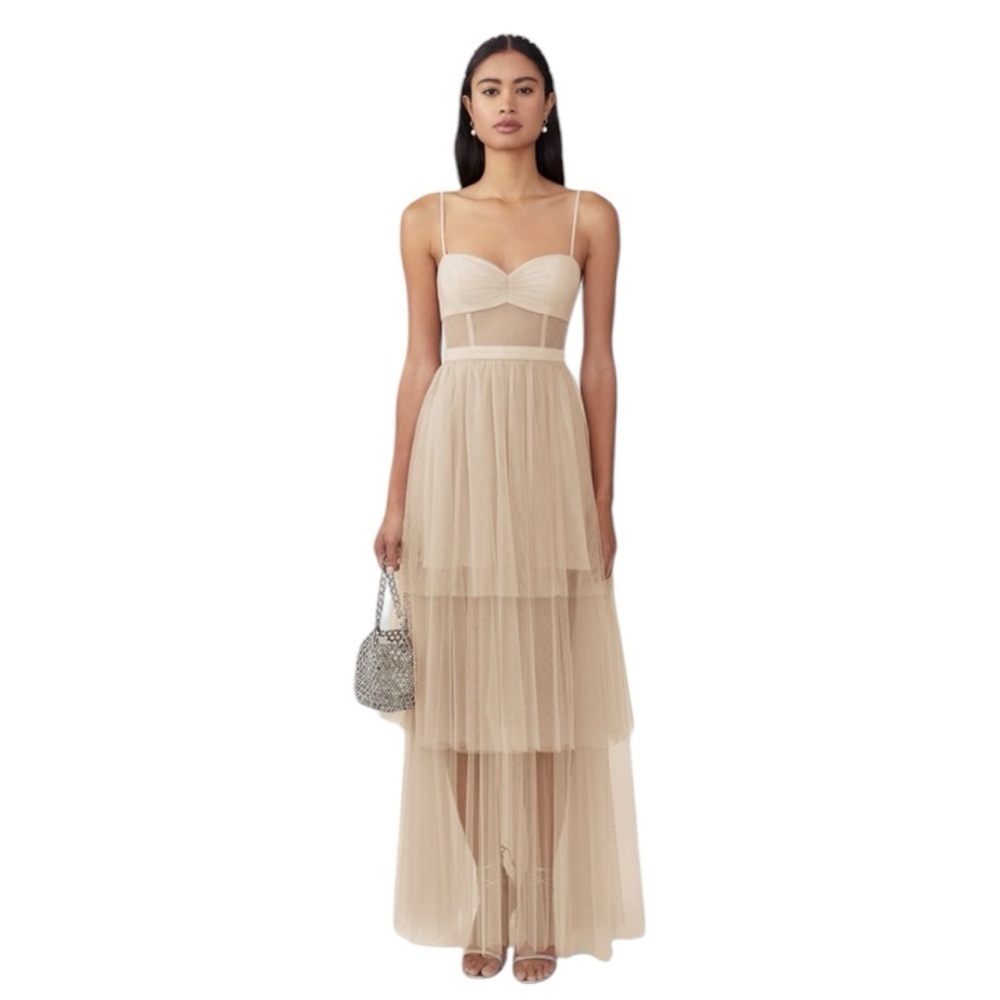 Fame and Partners Corset Tulle Tiered Gown